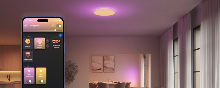 Le plafoniere Philips Hue Datura possono essere controllate tramite l'app Philips Hue. (Fonte: Philips Hue)